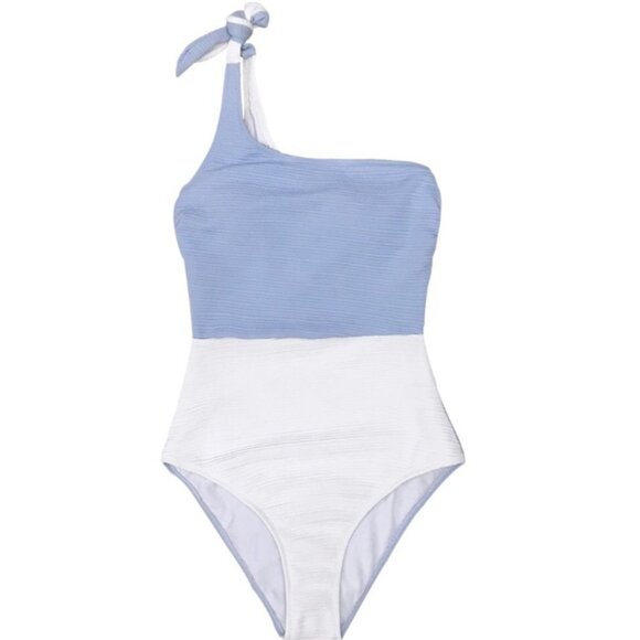 💙 BEAUTIFUL BLUE 💙 And White Contrast One-Piece Swimsuit - Picture 5 of 5